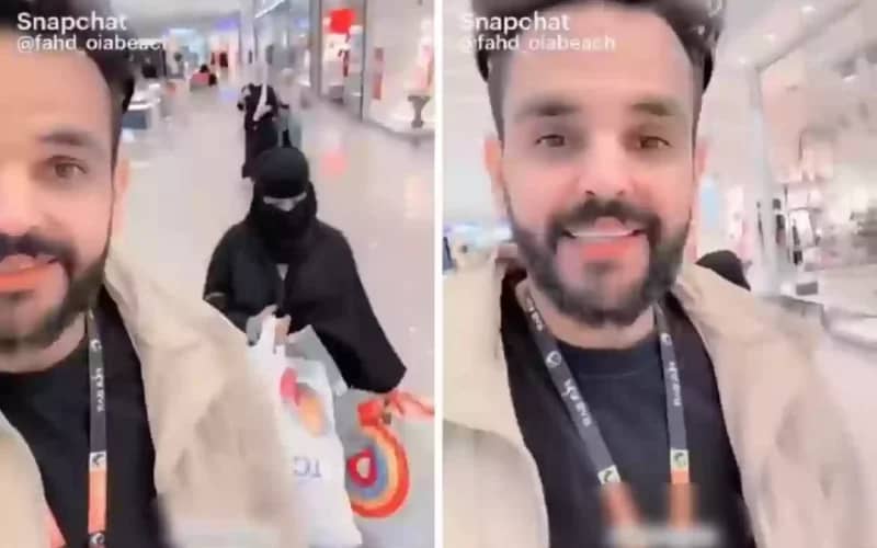 رجل سعودي يعاقب زوجته في المول العام أمام جميع المارة بطريقة غريبة..شاهد