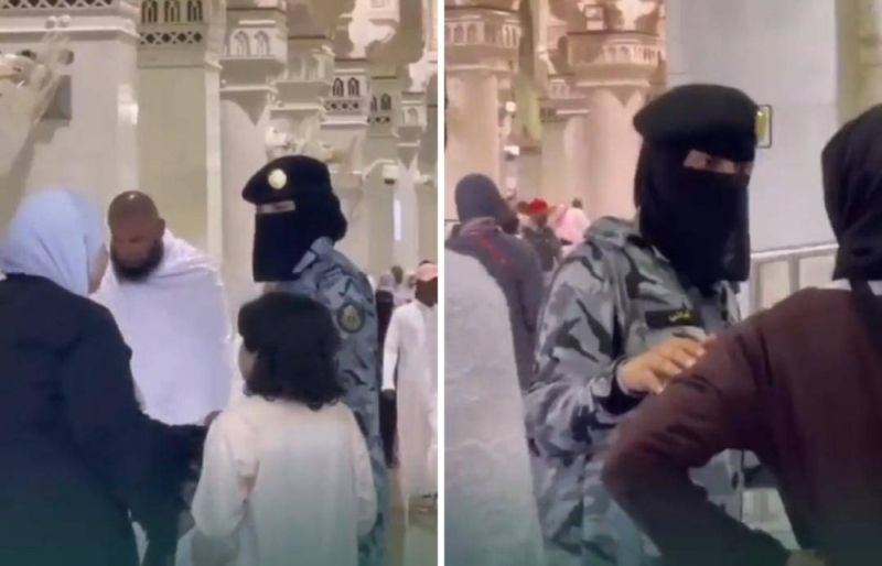 (السعودية) مجندات سعوديات يقومين بحركات غريبة  مع المصلين في المسجد الحرام "شاهد"